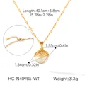 Detailed dimensions and clasp close-up of a gold cat-eye stone pendant necklace - Creamy White (HC-N40985-WT)