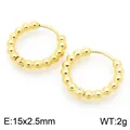 Minimalistische 18K vergoldete Edelstahl-Perlenohrringe, Größe 15x2,5mm, 2g - Punktmuster Ohrring-Schnalle (KE117435-GC)