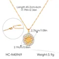 Vintage zonnemedallion hanger ketting van roestvrij staal met afmetingen - Goud + Zilver