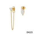 Boucles d'oreilles en acier inoxydable doré avec marquise et chaîne de gland - Boucles d'Oreilles Chaîne Frange Marquise (D4225) / Or