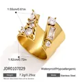 Eleganter unregelmäßiger breiter offener Ring aus vergoldetem Edelstahl mit Zirkonia - Unregelmäßiger Multistein-Stil (JDR0107029)