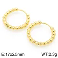 18K vergoldete Edelstahl Perlen-Ohrringe in der Größe 17mm x 2,5mm, Gewicht 2,3g - Punktmuster Ohrring-Schnalle (KE117437-GC)