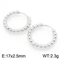 Silberne Perlen-Ohrringe aus poliertem Edelstahl, Größe 17x2,5mm und Gewicht 2,3g. - Punktmuster Ohrring-Schnalle (KE117436-GC)
