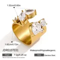 Breiter goldener Edelstahlring mit funkelnden, gemischt geschliffenen Zirkonia-Steinen - Kombinationsstil mit Birnen- und Marquise-Steinen (JDR0107031)