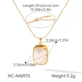Vue détaillée du collier pendentif perle baroque avec mesures précises et informations - Style Pendentif Perle Rectangulaire (HC-N40975) / Or