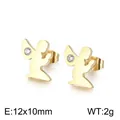 Boucles d'oreilles ange doré en acier inoxydable avec incrustation de zircone - Ange en Prière (KE71090-Z)
