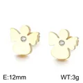 Boucles d'oreilles ange dorées avec cristal central, bijoux en acier titane 12mm - Ange Gardien (KE71093-Z)