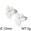 Boucles d'oreilles ange en acier inoxydable avec cristal, taille 12mm, argenté - Ange Gardien (KE96590-Z)