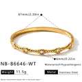 Technische Daten des goldfarbenen Edelstahl-Armreifs mit quadratischen Zirkonia-Einlagen - Klarer Zirkonia-Stil (NB-B6646-WT) / 18K-Gold