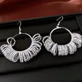Detailed view of silver beaded hoop earrings with vintage grey crystal beads - Hook Round Beaded Style / Silver Grey
