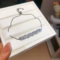 Close-up of silver-tone adjustable bracelet with sparkling heart-shaped zirconia stones - Silver Heart Clear Style (5#)