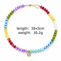 Detail view of colorful dopamine beaded necklace with size and weight parameters - Pendant Style 1 (Choker) / Colorful
