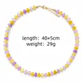 Close-up macro view of colorful glass bead necklace with length and weight information - Beaded Style 1 (Choker) / Colorful