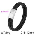 Minimalistische gevlochten leren armband met geborstelde magnetische sluiting - Mat Zilver Stijl (KB134580-KFC) / 215*12mm