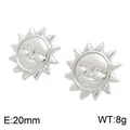 Boucles d'oreilles vintage soleil souriant argenté, diamètre 20mm et poids 8g spécification - Sun Smiley Face Stud Earrings (KE134703-GC)