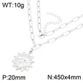 Collier rétro argenté avec pendentif soleil souriant et chaîne à maillons trombone élégante - Collier Soleil Souriant (KN304158-GC)