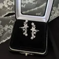 Boucles d'oreilles clips étoile en zircon étincelant avec boîte à bijoux noire élégante - Argent