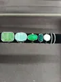 Set of 7 resin rings in various green and white geometric shapes for a trendy look - 7-piece Set / Silver-Green