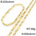 Halsketten- und Armbandset aus goldenem Edelstahl, Abmessungen 225x4mm und 650x4mm. - Stil A Armband / 225x4mm / Gold