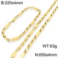 Halsketten- und Armbandset aus goldenem Edelstahl mit Melonenkernkette für Unisex - Stil B Armband / 220x4mm / Gold