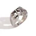 Minimalist titanium steel FLY cutout letter ring in polished silver-tone finish. - R4929 Silver