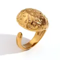 Minimalist hammered sphere ring in 18K gold plated titanium steel for a modern luxury look - R4894 Gold