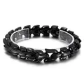 Cool glossy black dragon scale link bracelet made of durable titanium steel for men - 22cm / Black