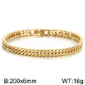 Bracciale barbazzale in acciaio al titanio dorato a doppia trama, 200mm x 6mm - Stile Dorato (KB186683-Z) / 200x6mm