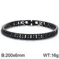 Bracciale a catena barbazzale in acciaio al titanio nero per uomo con chiusura, 200x6mm - Stile Nero (KB186685-Z) / 200x6mm