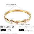 Detaillierte Ansicht eines vergoldeten Edelstahl-Armreifens mit bunten Zirkoniasteinen - 18K-Gold / Bunt Zirkonia (NB-B6655-CL)