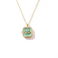 Elegant gold-plated stainless steel locket necklace with blue enamel evil eye and zircons - Evil Eye / Gold