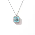Stainless steel locket necklace featuring a blue evil eye design and cubic zirconia inlay - Evil Eye / Silver