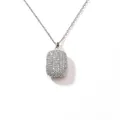 Stainless steel rectangle locket necklace with pavé white cubic zirconia stones. - Full Zirconia / Silver
