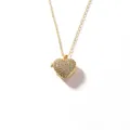 Elegant gold-plated stainless steel heart locket necklace with sparkling paved zircons - Full Zircon Heart / Gold