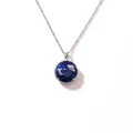 Stainless steel starry night locket necklace featuring crescent moon and planet design - Sapphire Space / Silver