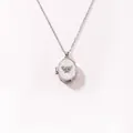Silver stainless steel butterfly locket necklace featuring white enamel and zircon accents - Butterfly / Silver