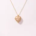 Elegant stainless steel heart locket necklace with pink enamel and sparkling zircons inlay - Heart Pink