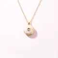 Elegant gold stainless steel locket necklace featuring a cream rose pendant with zircon - White Rhinestone Center