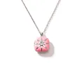 Pink enamel stainless steel square photo locket necklace with sparkling starburst zirconia - Square Hexagram