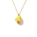 Yellow enamel floral locket necklace in stainless steel with gold finish and crystal - Yellow Floral Gold