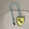 Unique yellow sunflower leather glasses clip necklace with blue woven cord for women. - Blue and Yellow Necklace
