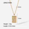 Gold stainless steel necklace with checkered crystal pendant for women - Micro-Inlaid Rhinestone Checkerboard Pendant (JDN21090)