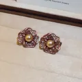 Elegante retro bloemen oorknopjes met gouden parel en zeer fijn filigraan design - 5# Oorknopjes