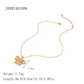 Elegant gold-plated stainless steel bow pendant necklace with size and weight specs - Gold 3D Bow Necklace (JDNW2401006) / Gold