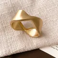 Detailed view of an elegant matte gold metal cuff bracelet featuring a wrinkled design - 5# Bangle Gold Matte Wrinkled