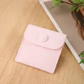 Detailed view of pink velvet gift pouch showing soft fabric texture and button closure - Velvet Snap Bag / 7*7cm / Pink