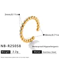 Detail van 18K vergulde roestvrijstalen kralenring met ingelegde zirkoon - Verstelbaar Open / Gekruiste Open Stijl (NB-R25058) / Goud