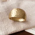 Close-up detail showing the unique matte gold hammered texture of this open cuff bracelet - 7# Bangle Gold Matte Hammered