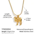 Detailed macro view of gold-plated stainless steel camel pendant necklace with measurements - Camel Pendant (YYN026064) / Gold