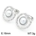 Boucles d'oreilles élégantes en perles d'acier avec un design de cercle torsadé texturé - Style J Texture de Corde Torsadée Géométrique (KE115560-KFC) / 16mm / Or